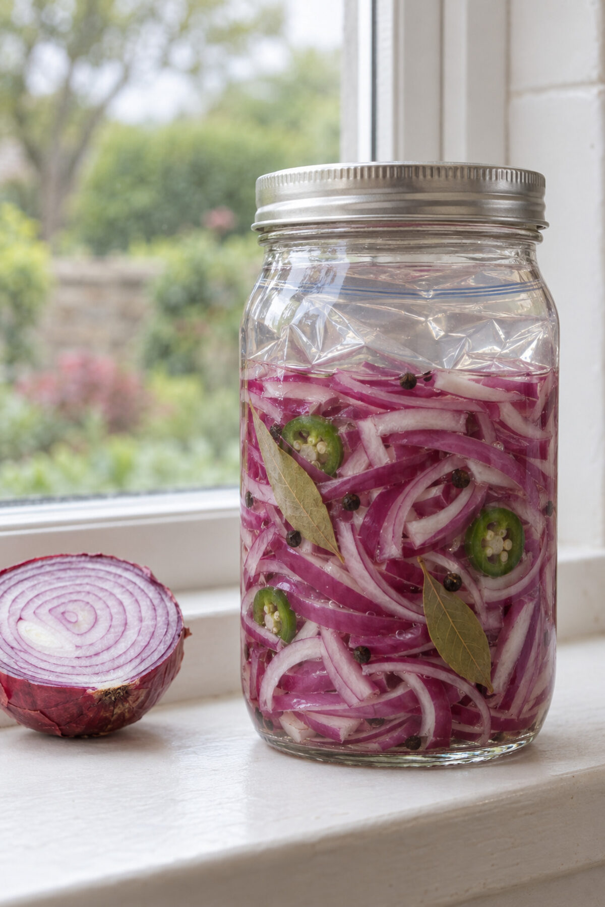 Cebolla morada fermentada, día 1