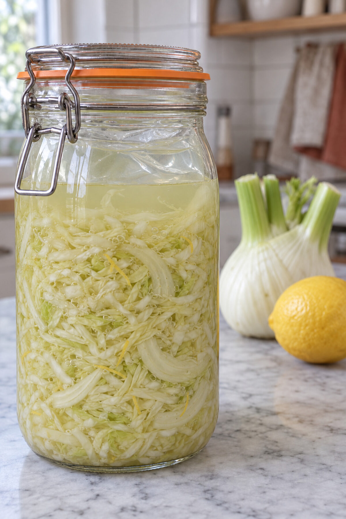 Fennel and lemon sauerkraut, day 7