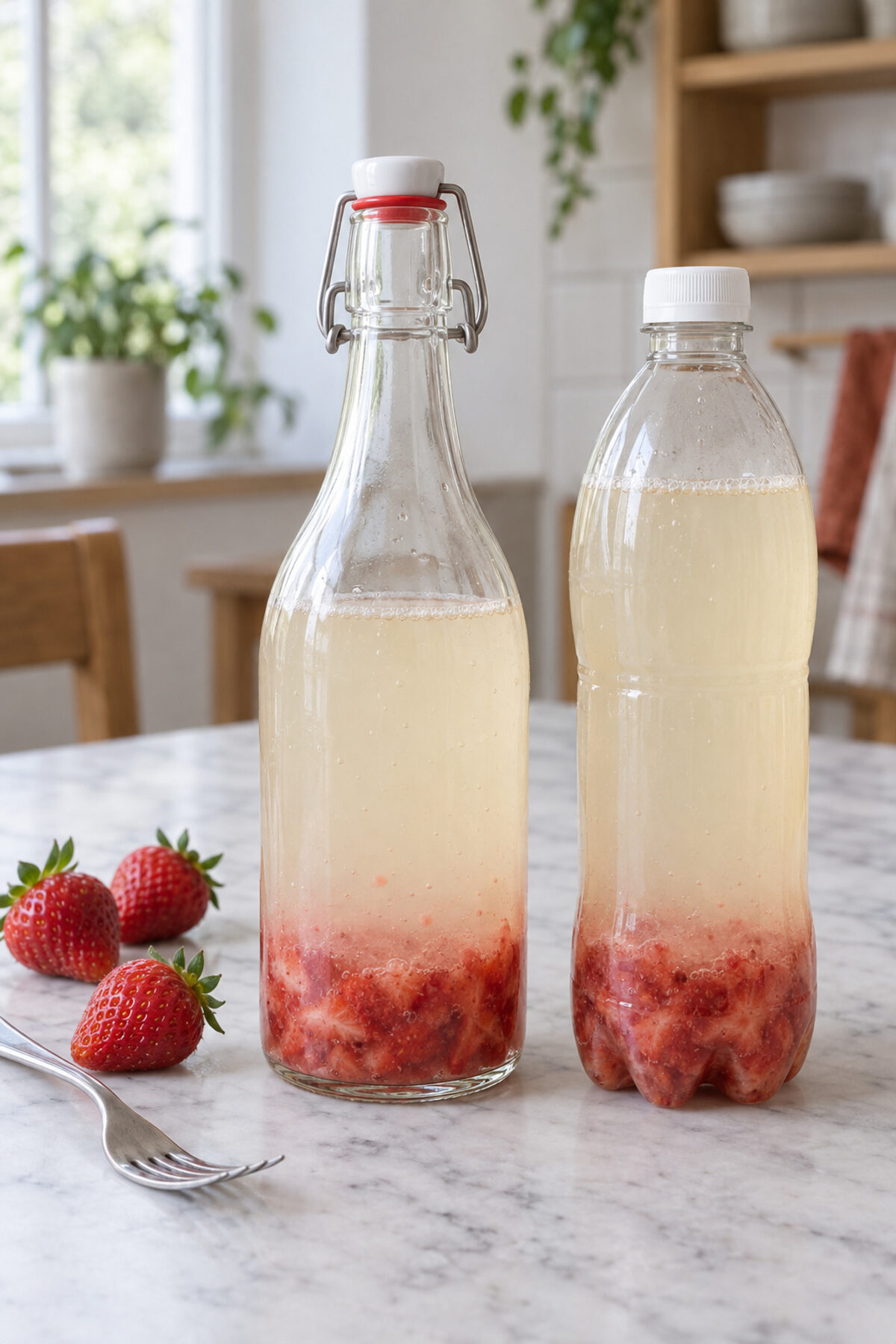 Kéfir de agua de fresa, día 1