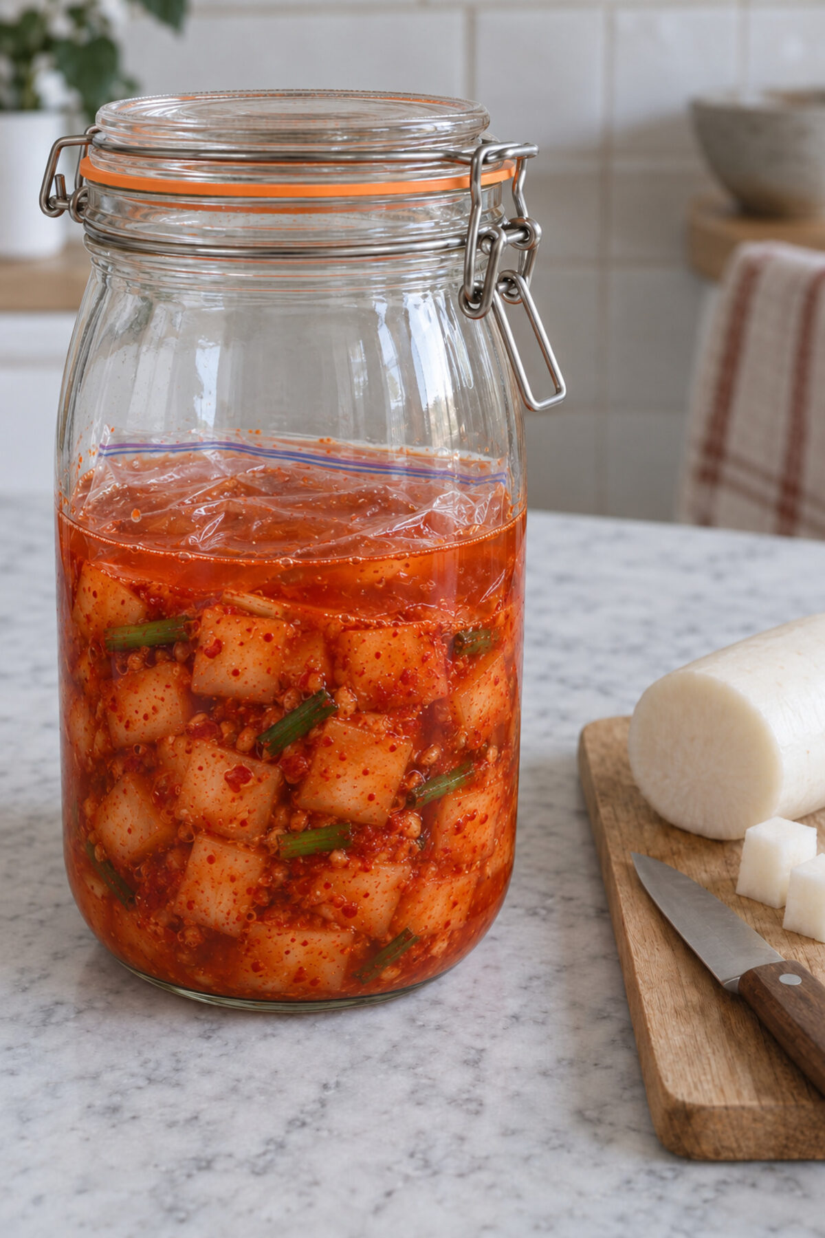 Kkakdugi, kimchi de rábano