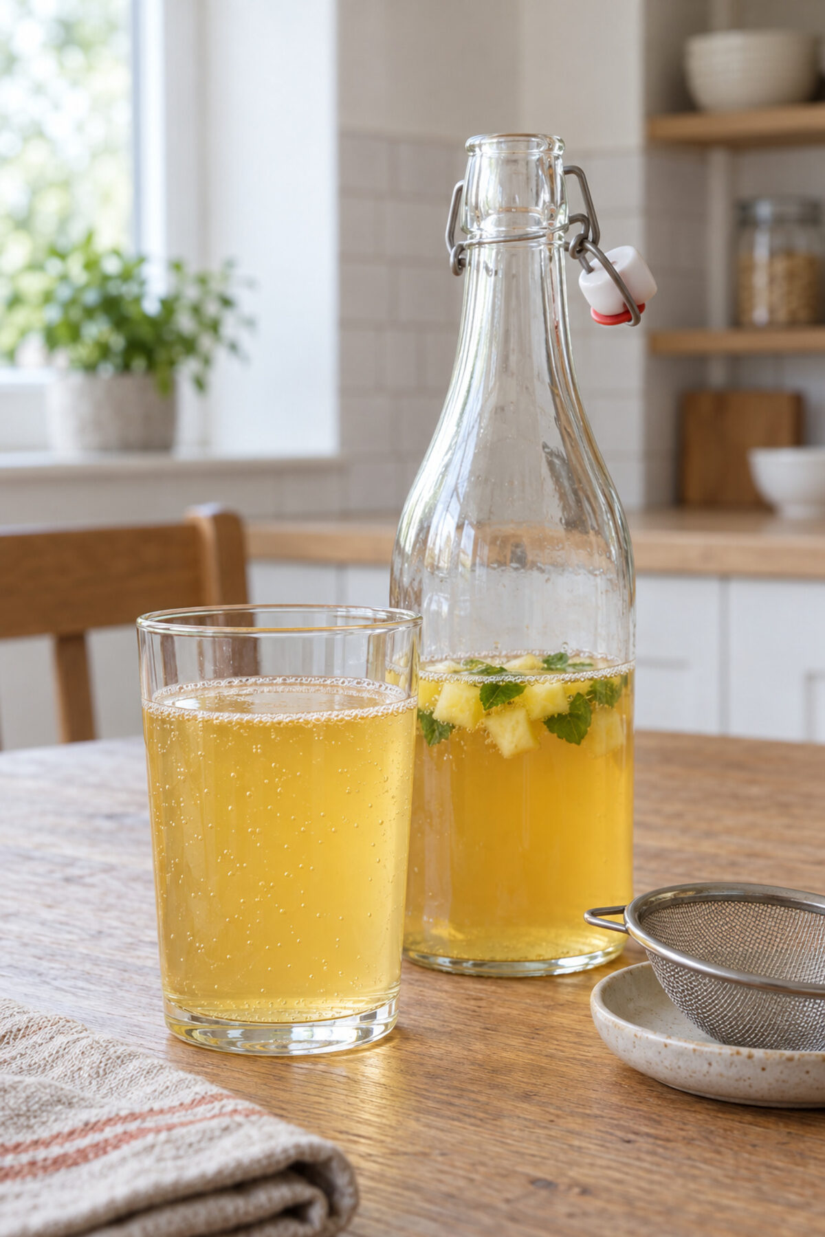 Kombucha de piña y menta