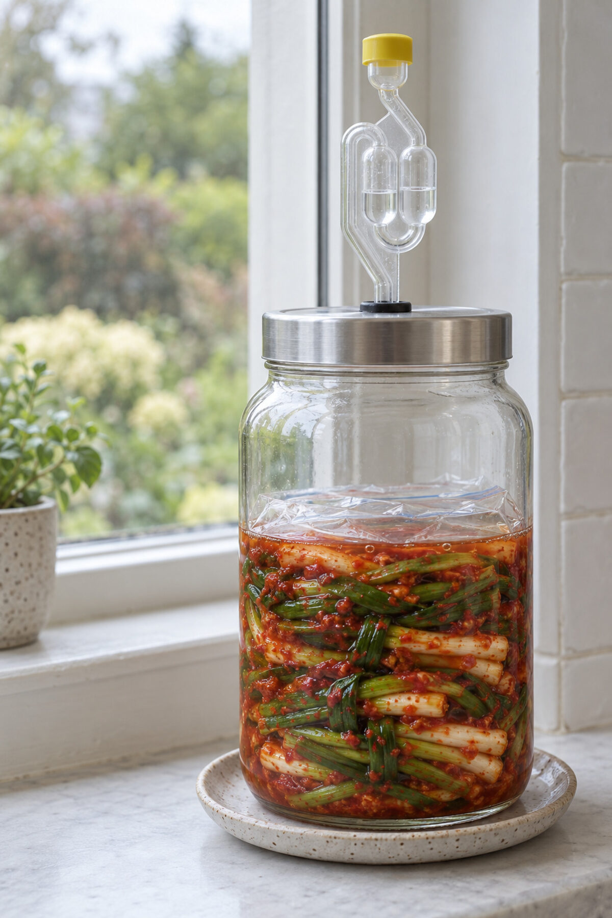 Kimchi de cebolleta, día 1