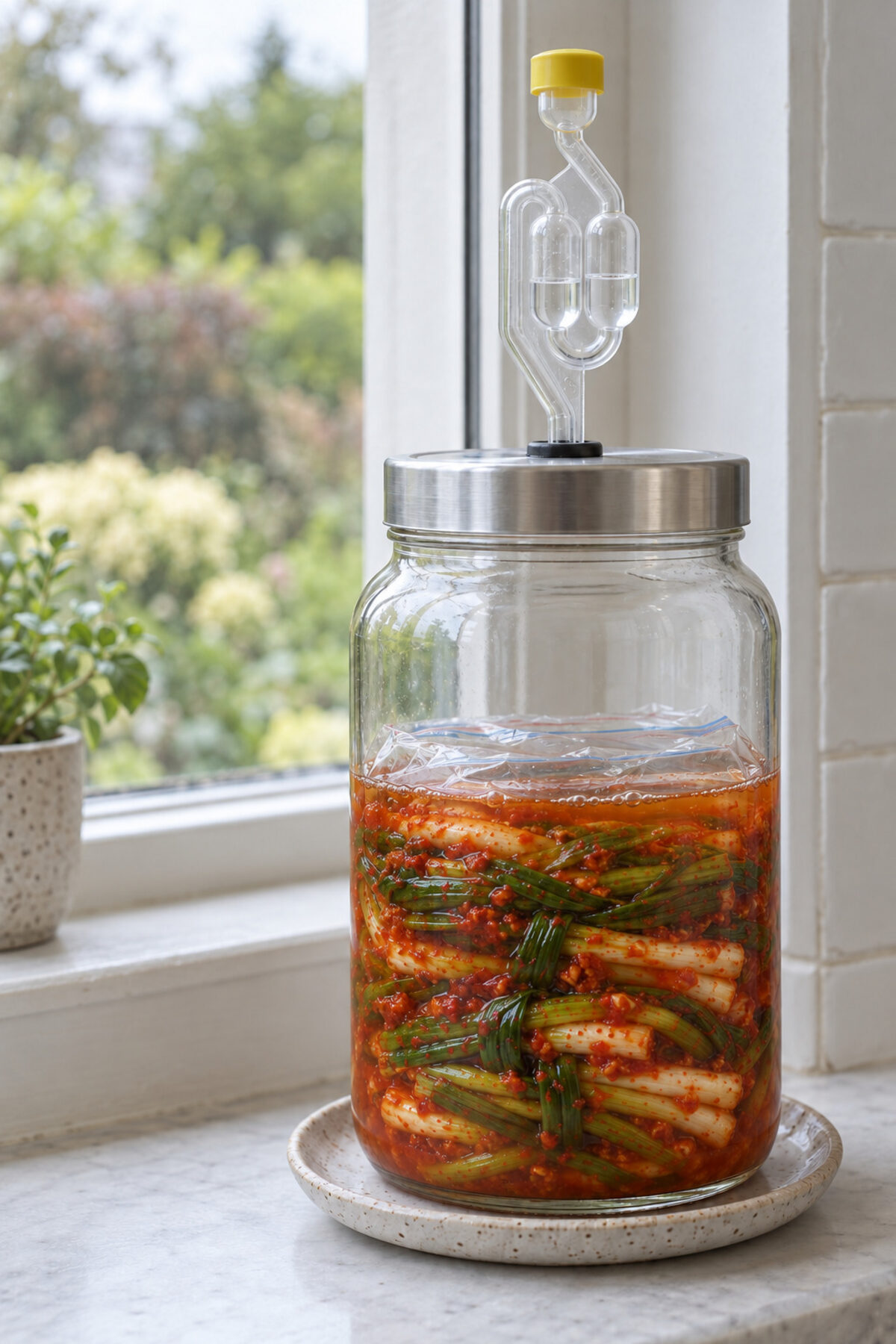 Kimchi de cebolleta, día 2