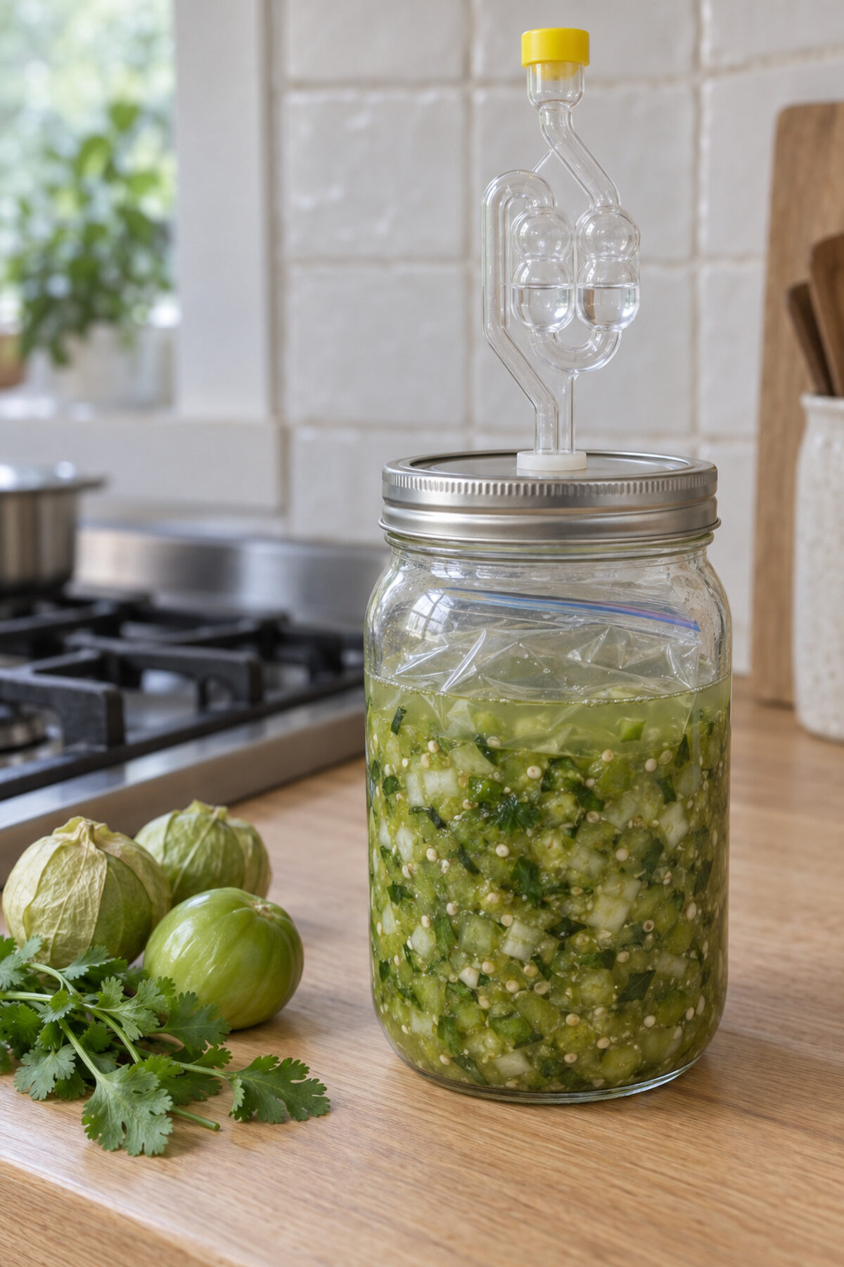 Tomatillo and serrano salsa verde, day 1