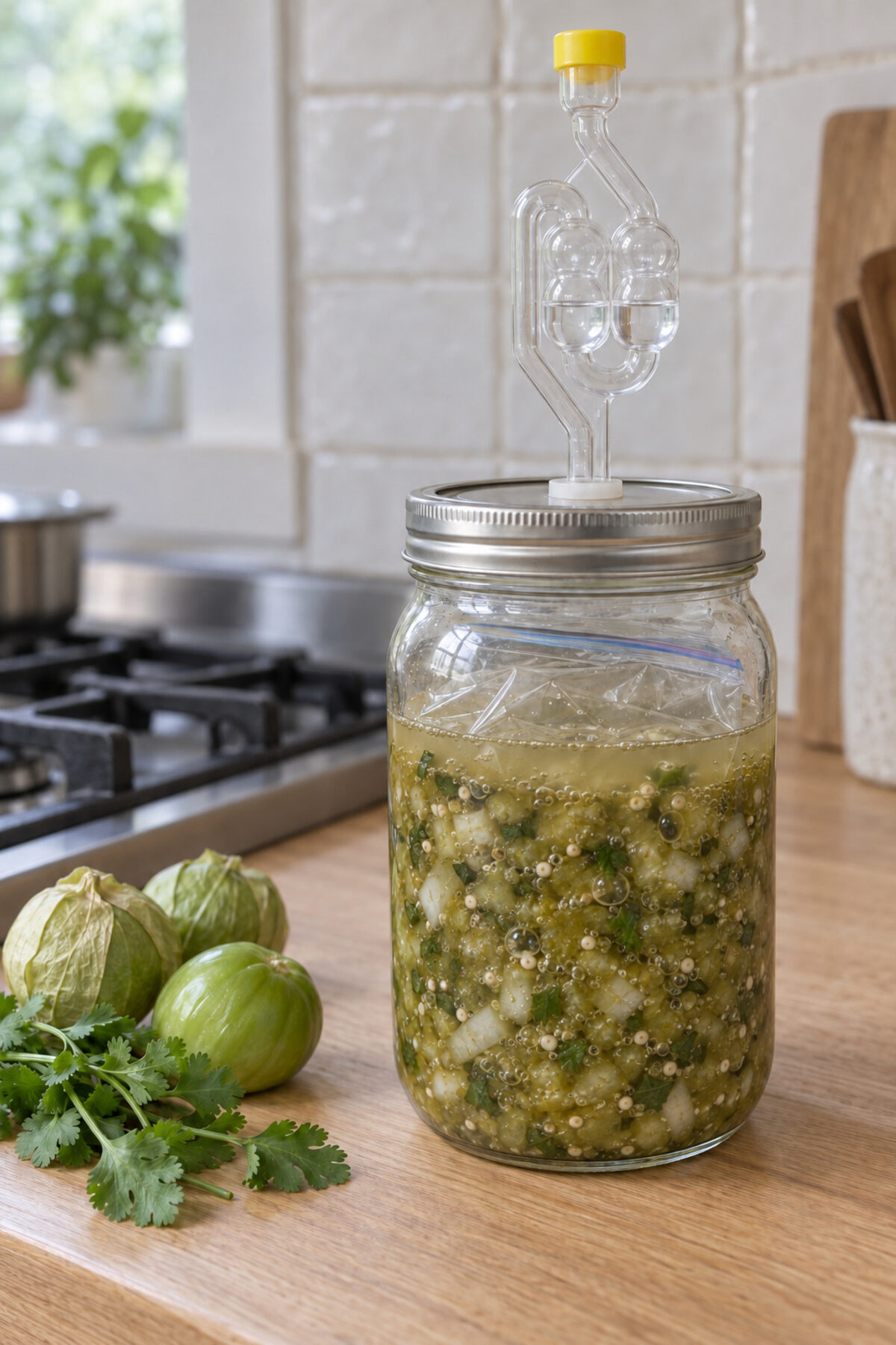 Tomatillo and serrano salsa verde, day 7