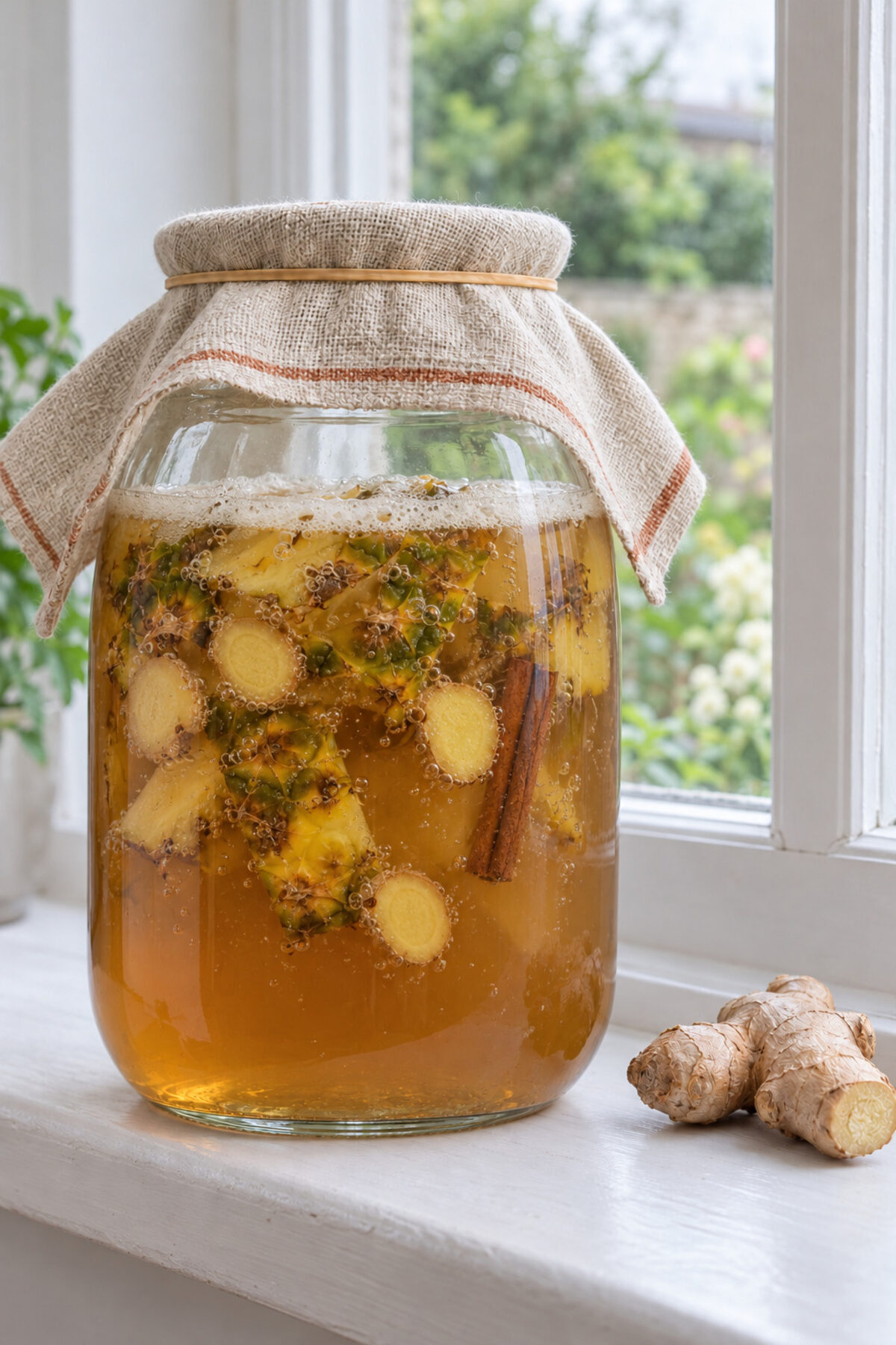 Tepache con jengibre