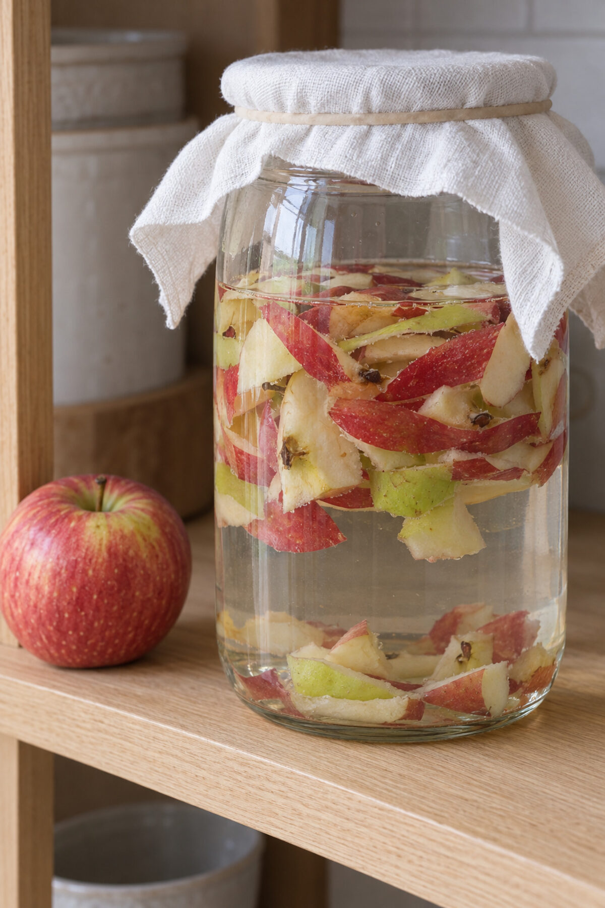 Vinagre de manzana de restos, día 1