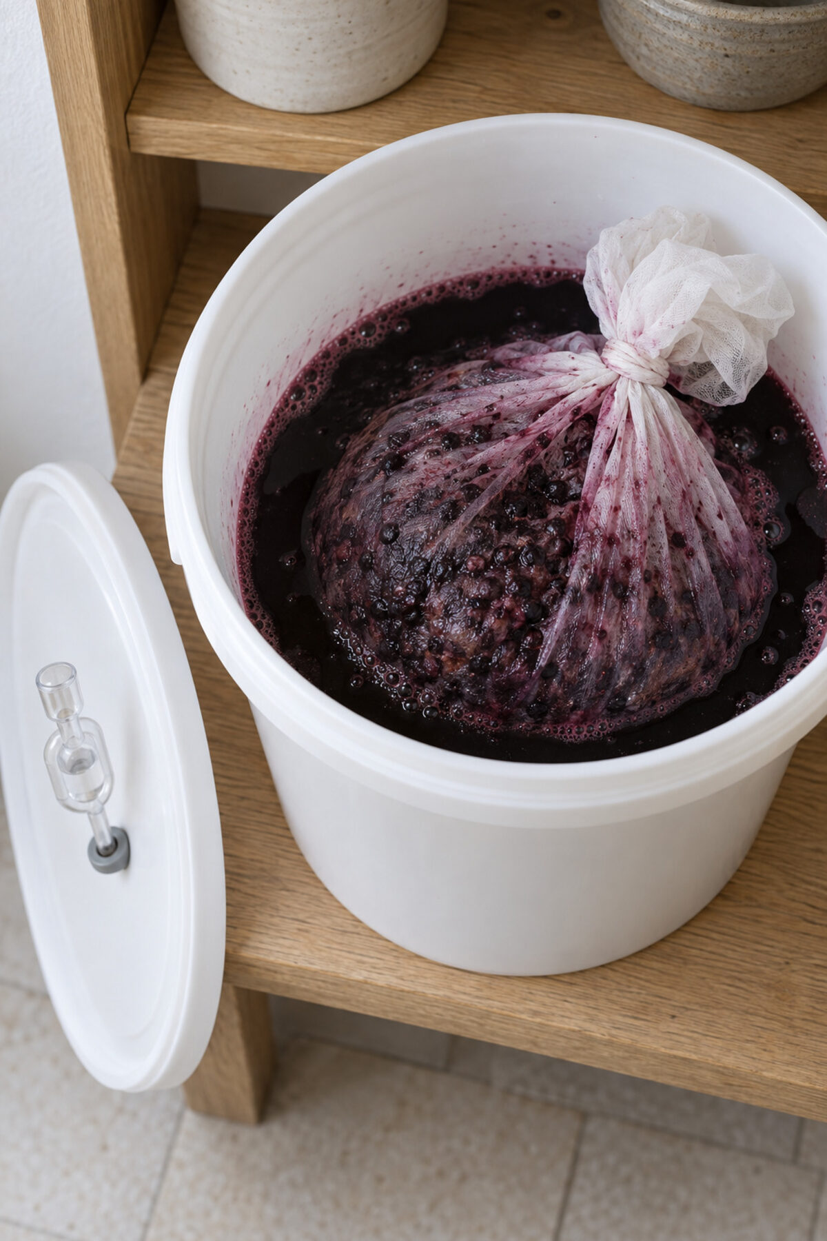Elderberry wine, day 1